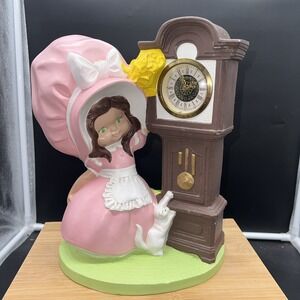 West Germany Grandfather Clock 1974 Girl Bonnet Hand Painted Byron Molds